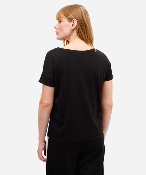 blusa feminina de algodão peruano manga curta preta