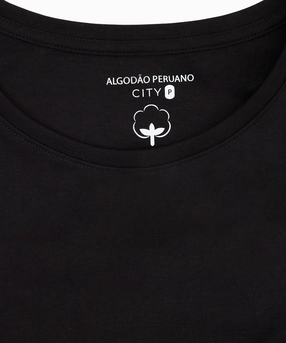 blusa feminina de algodão peruano manga curta preta