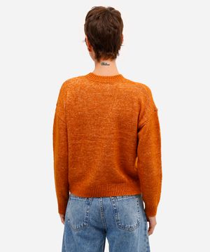 suéter feminino de tricot texturizado laranja