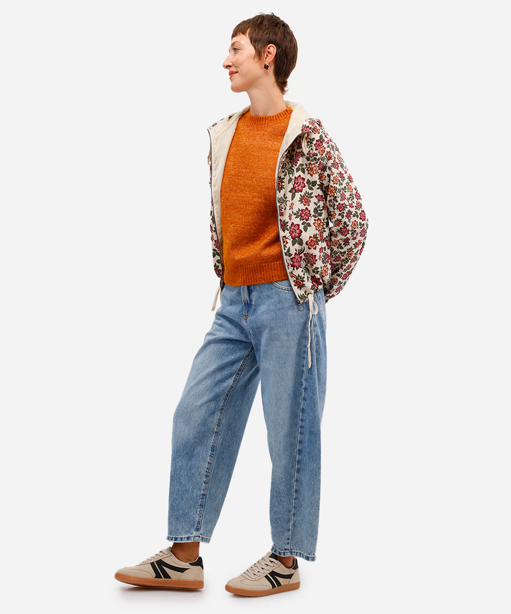 suéter feminino de tricot texturizado laranja