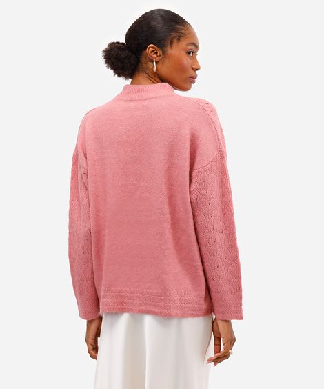 suéter feminino texturizado rosa
