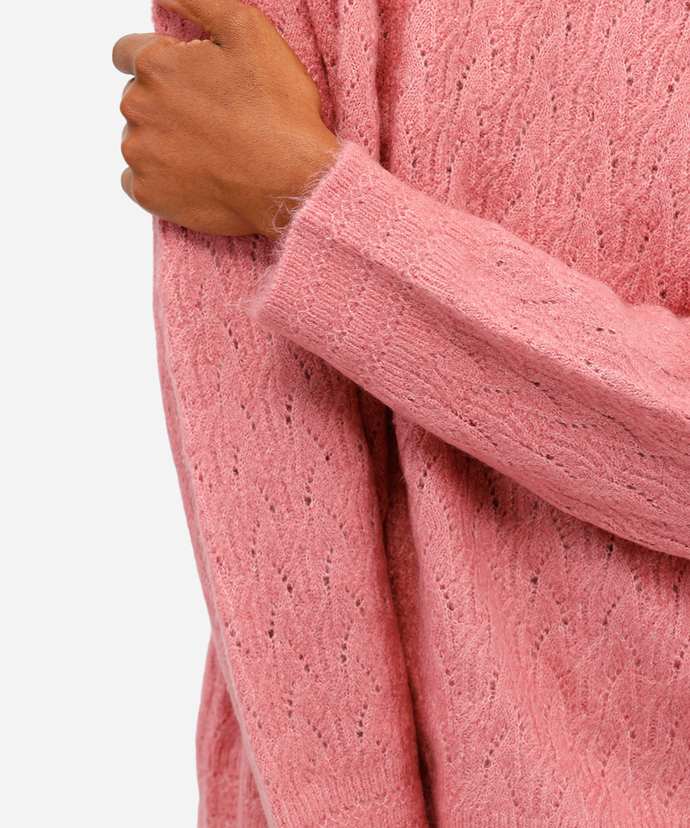 suéter feminino texturizado rosa