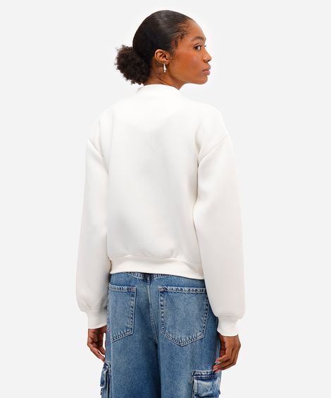 jaqueta bomber feminina de neoprene - off white
