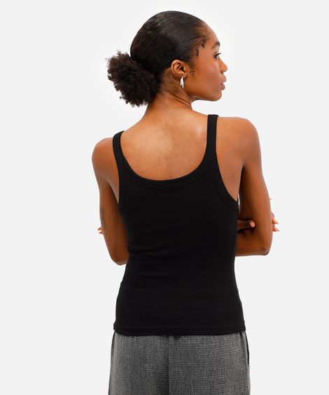 regata básica feminina canelada preta