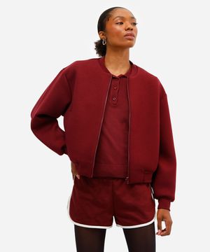 jaqueta bomber feminina de neoprene vinho