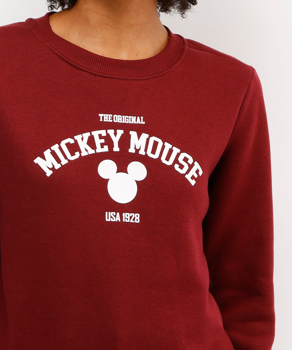 blusão feminino de moletom mickey mouse vinho