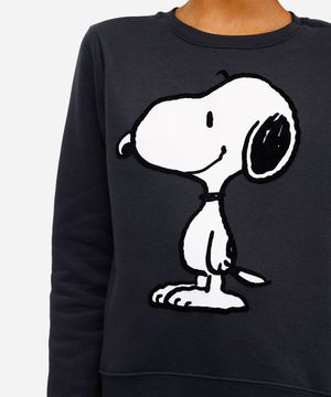 blusão feminino de moletom snoopy preto
