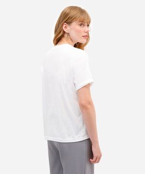 camiseta básica feminina de algodão manga curta off white