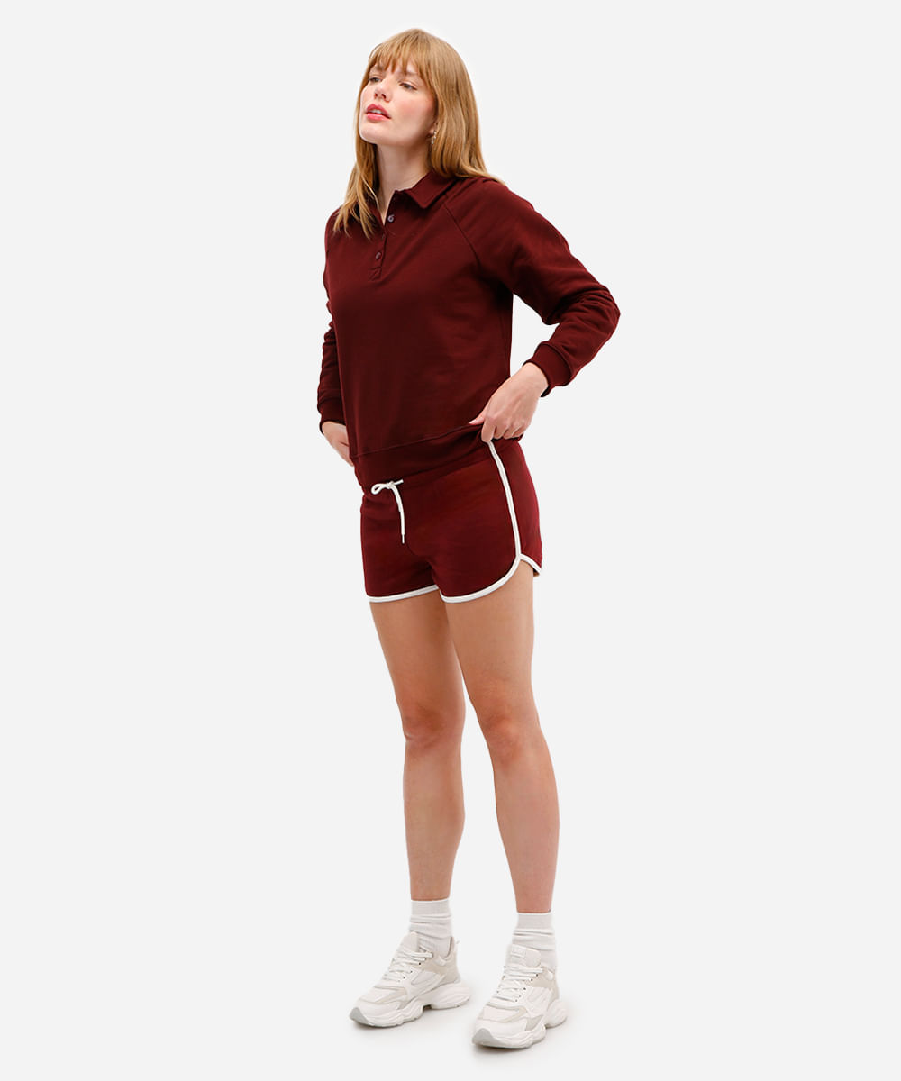 short básico feminino com elástico vinho