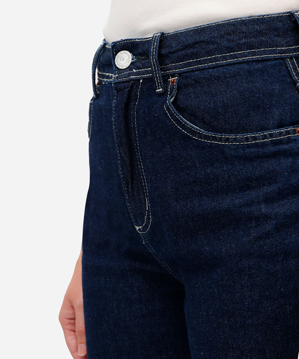 calça wide leg feminina jeans cintura alta azul