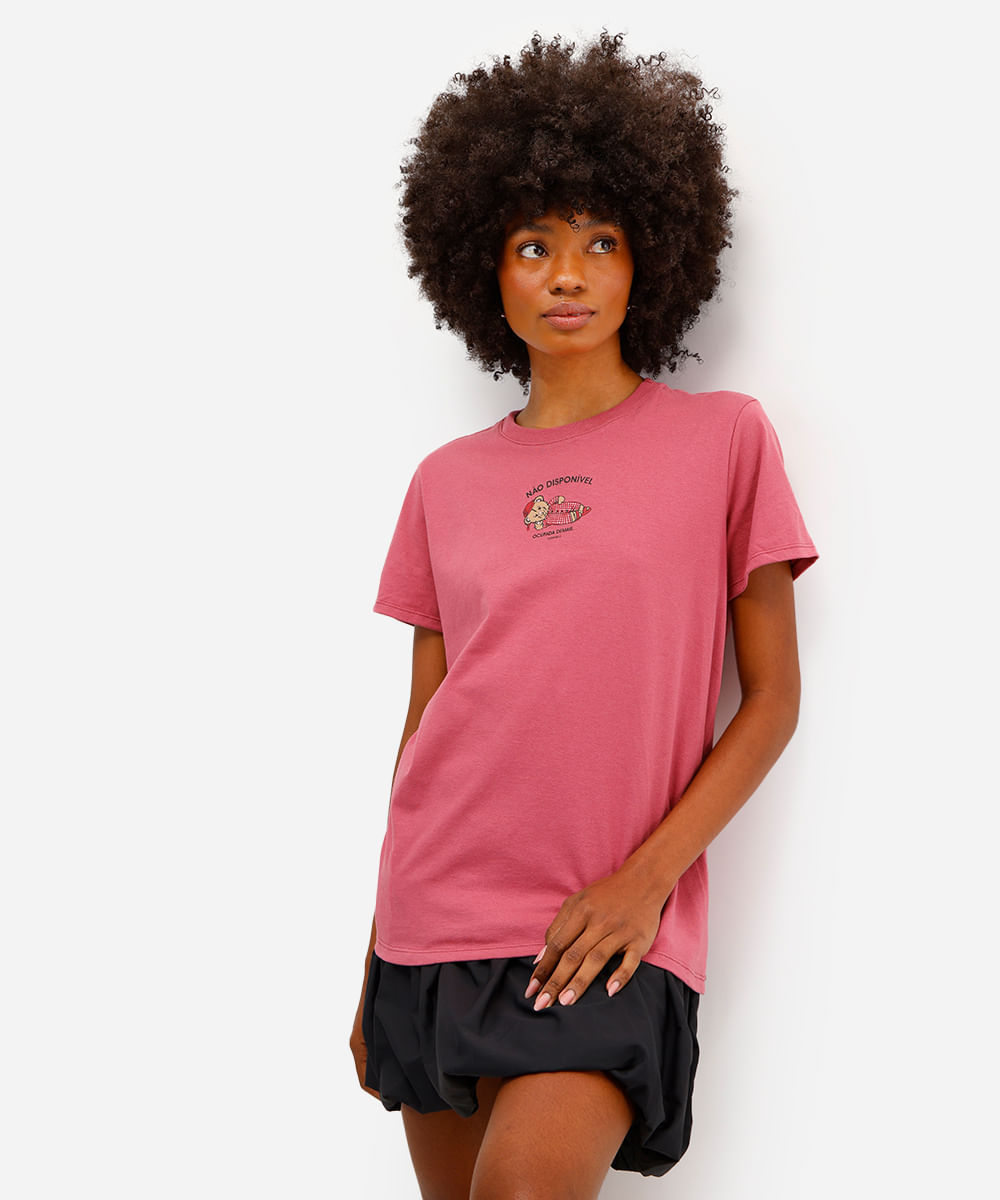 camiseta feminina de algodão ocupada demais dormindo rosa