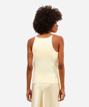 regata halterneck feminina de poliamida amarela