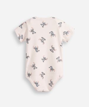 body infantil de algodão manga curta stitch off white