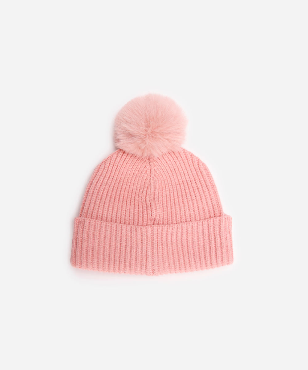 gorro infantil de tricot gatinho rosa