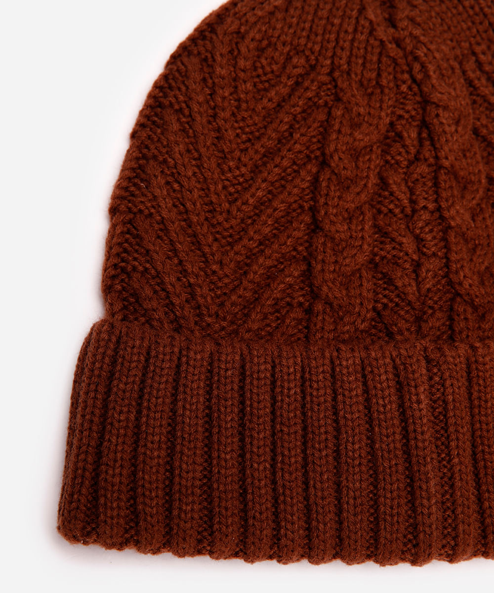 gorro feminino texturizado marrom