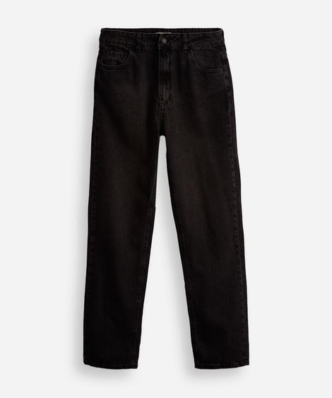 calça reta juvenil jeans preta