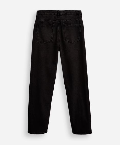 calça reta juvenil jeans preta