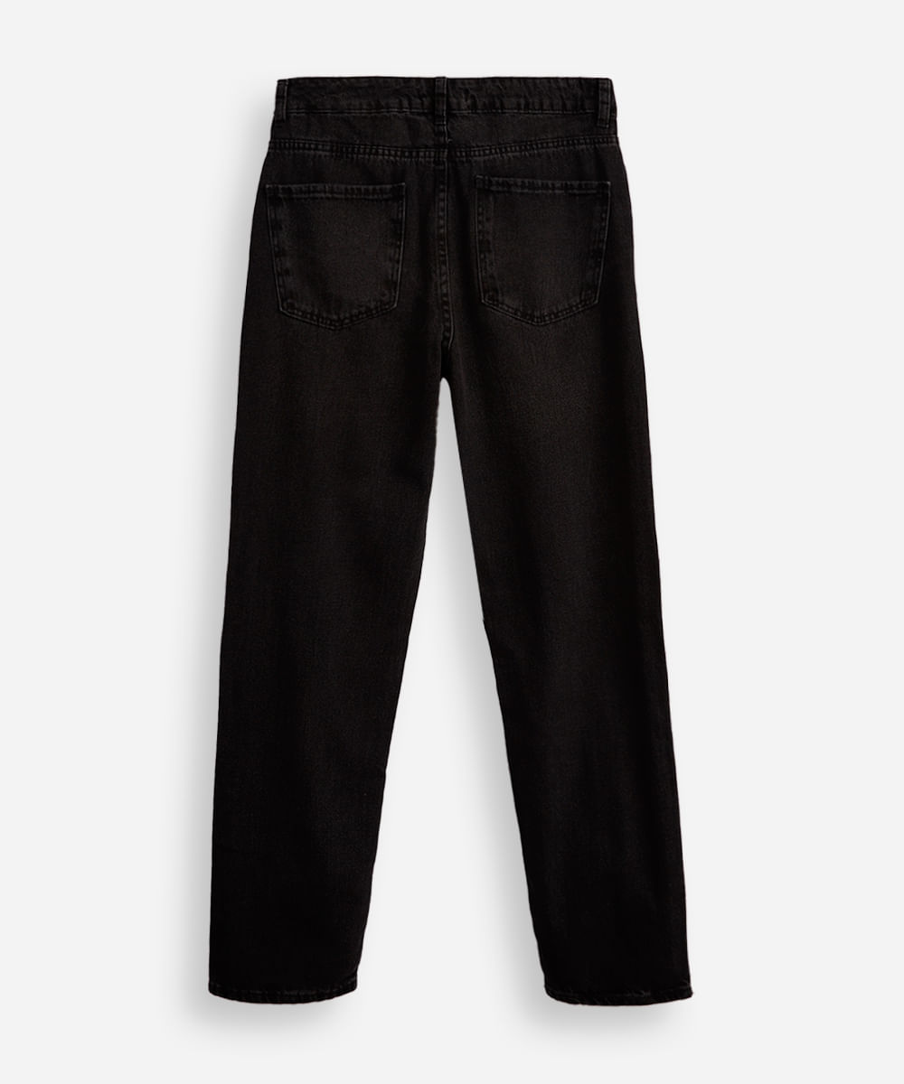 calça reta juvenil jeans preta
