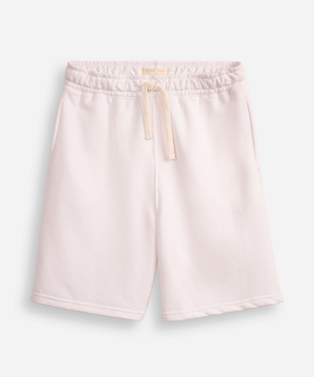 bermuda reta de moletom juvenil básica off white