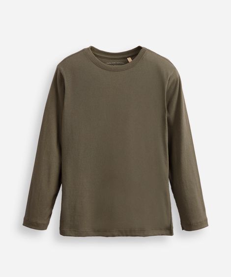 camiseta infantil de algodão manga longa verde