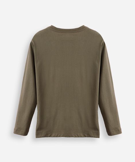 camiseta infantil de algodão manga longa verde