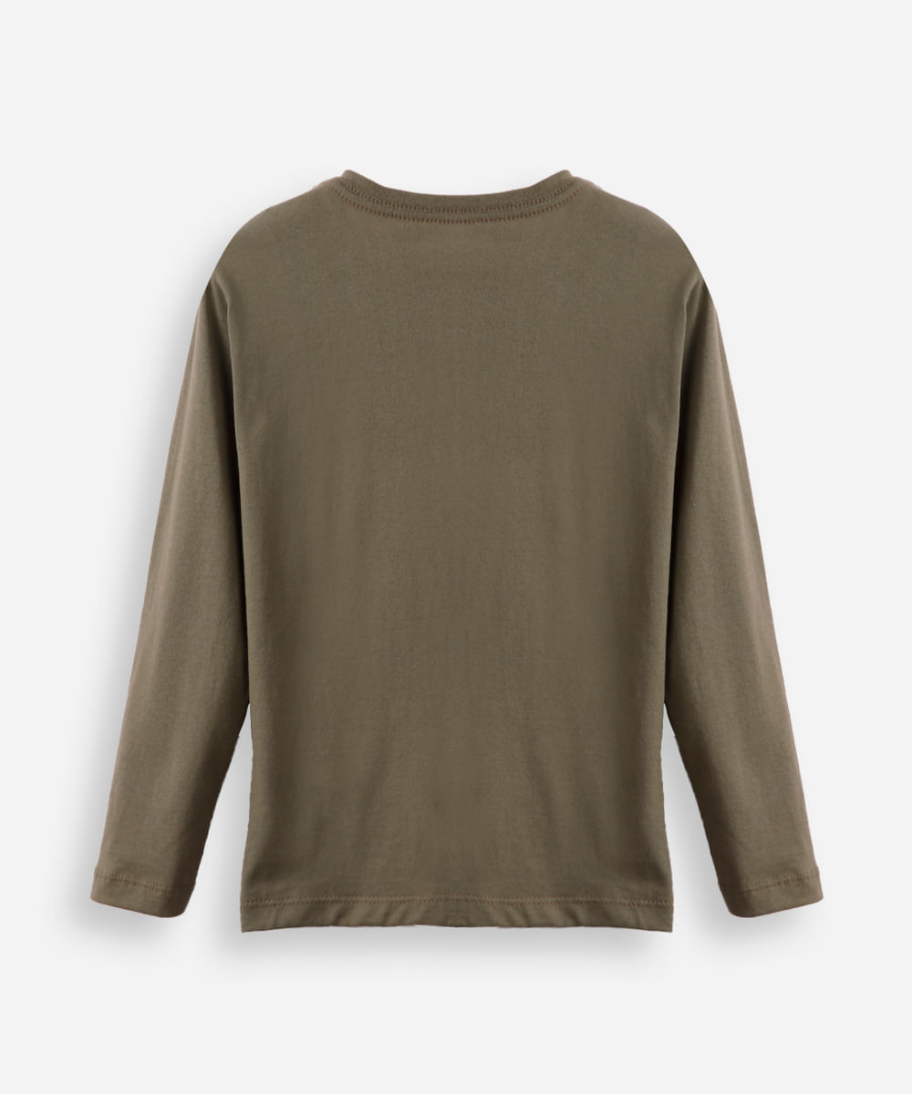 camiseta infantil de algodão manga longa verde