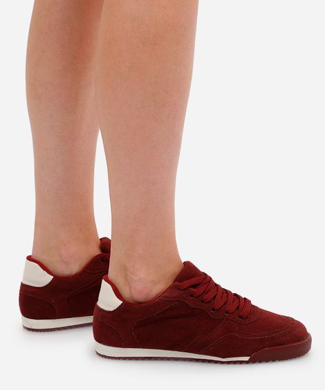 tênis casual cano baixo com recortes ace vinho