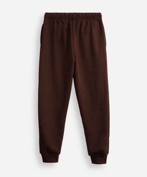calça jogger juvenil de moletom com nervura marrom