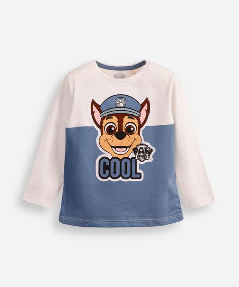 blusa de algodão infantil manga longa patrulha canina azul