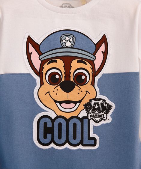 blusa de algodão infantil manga longa patrulha canina azul