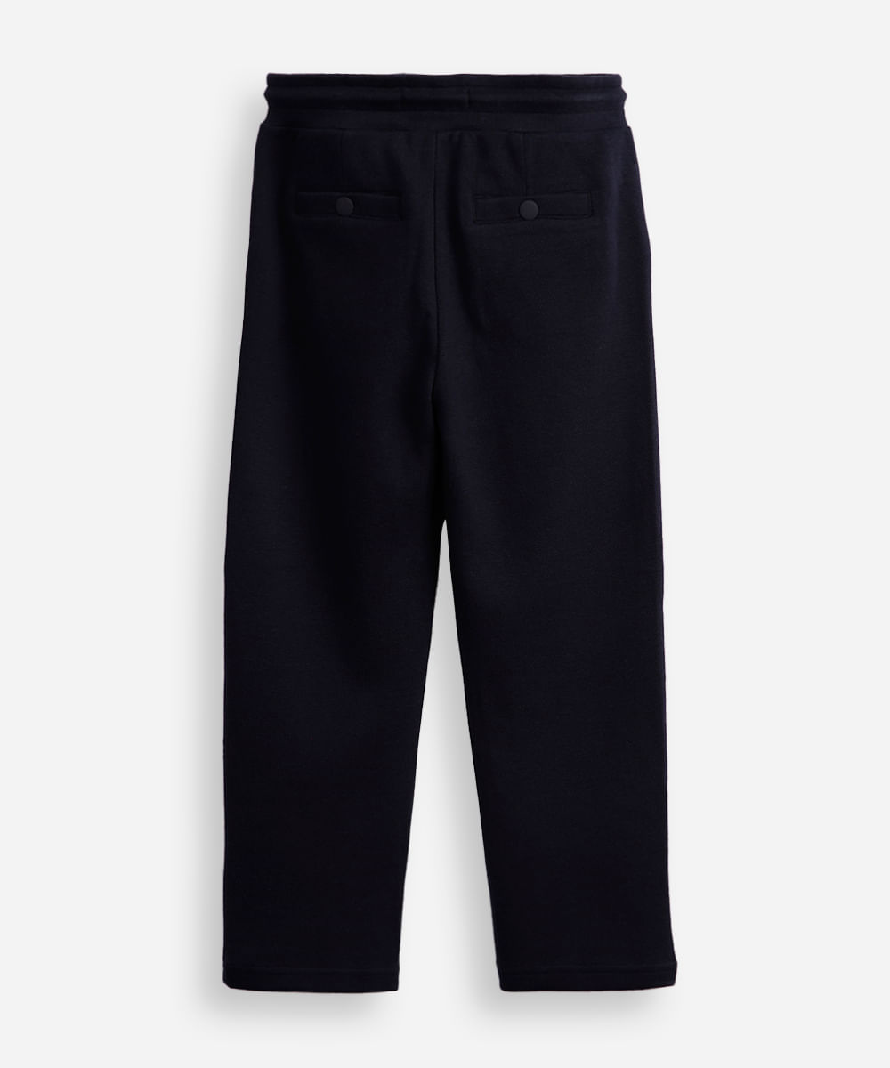 calça reta infantil de algodão piquet azul