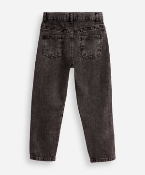calça mom infantil jeans com strass preta