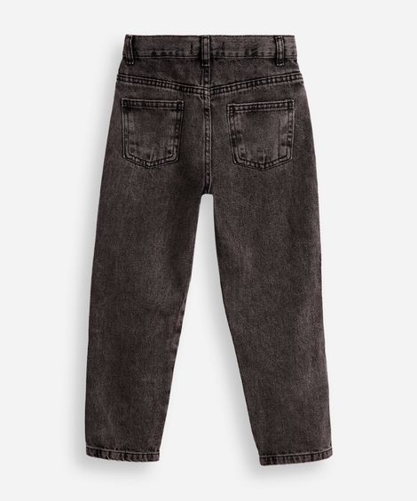 calça mom infantil jeans com strass preta