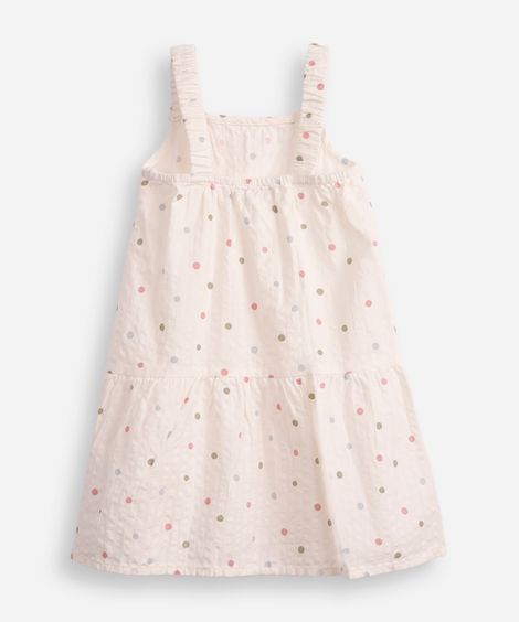 vestido de algodão infantil poá off white
