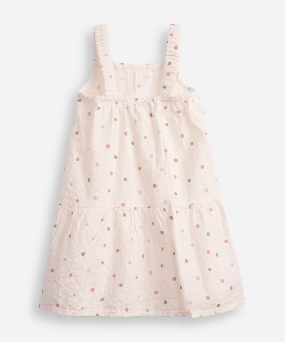 vestido de algodão infantil poá off white
