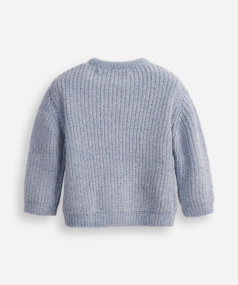 suéter de tricot infantil com lurex texturizado azul