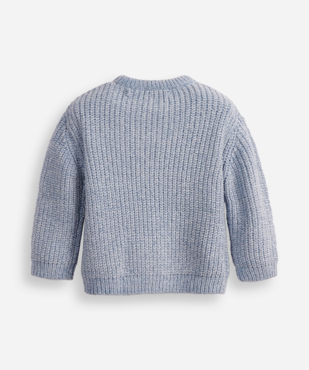 suéter de tricot infantil com lurex texturizado azul