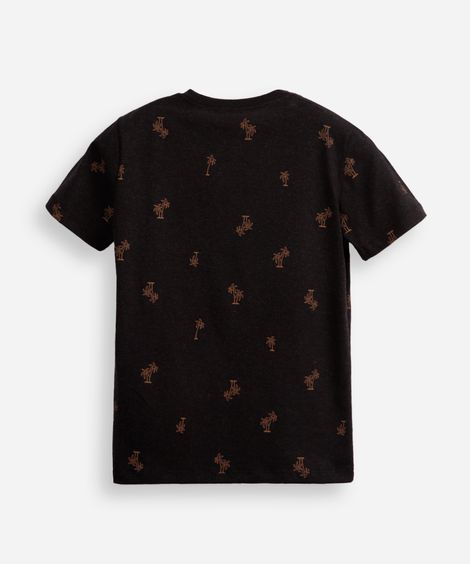 camiseta de algodão juvenil coqueiro preta