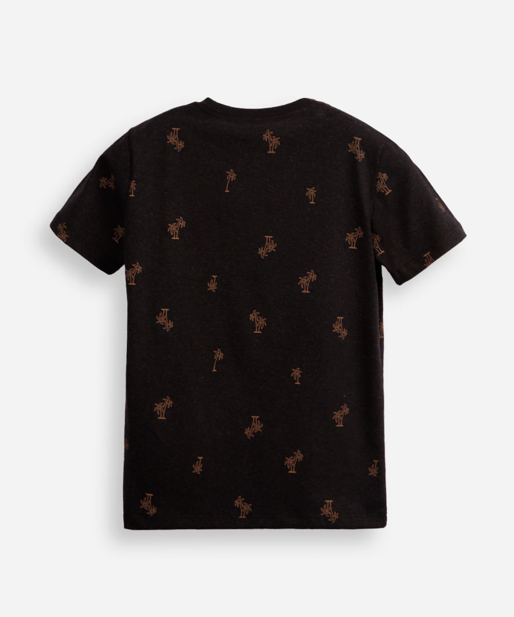 camiseta de algodão juvenil coqueiro preta