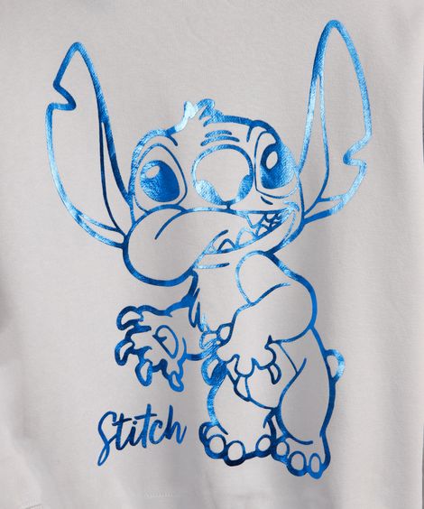 blusão oversized de moletom infantil stitch azul