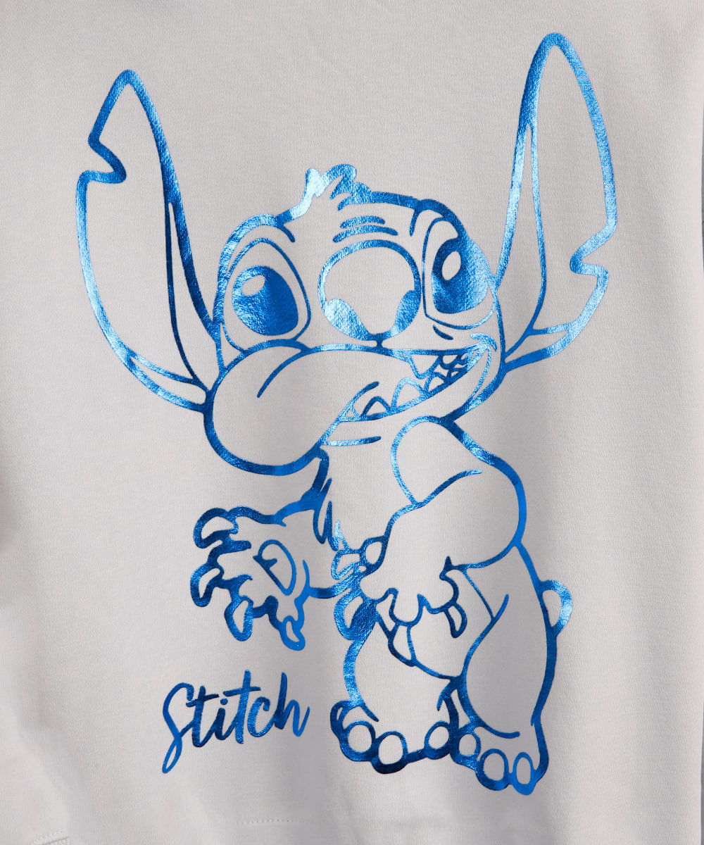 blusão oversized de moletom infantil stitch azul