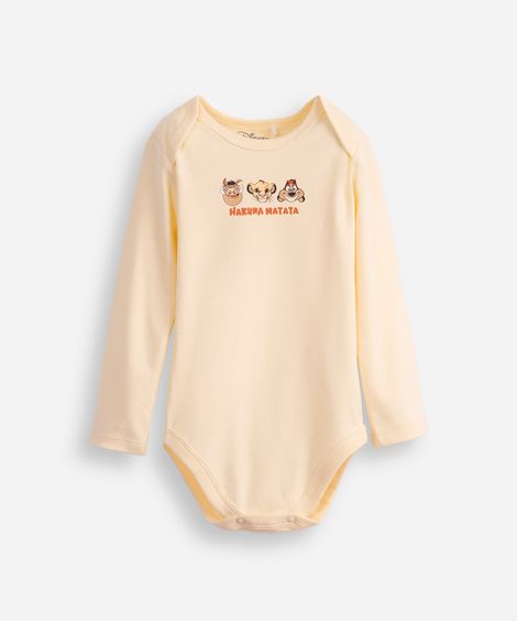 body infantil de algodão manga longa hakuna matata amarelo