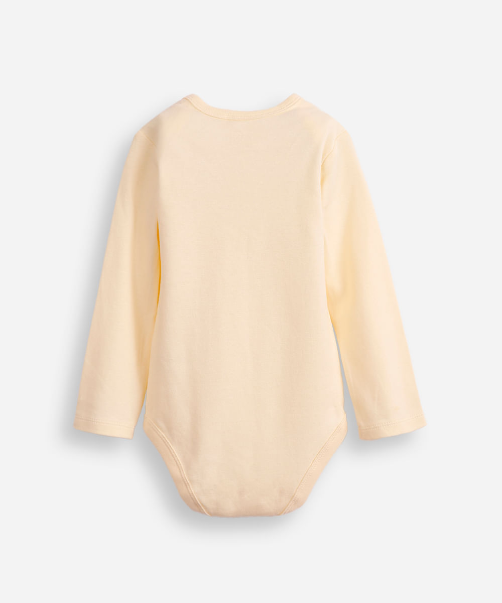 body infantil de algodão manga longa hakuna matata amarelo