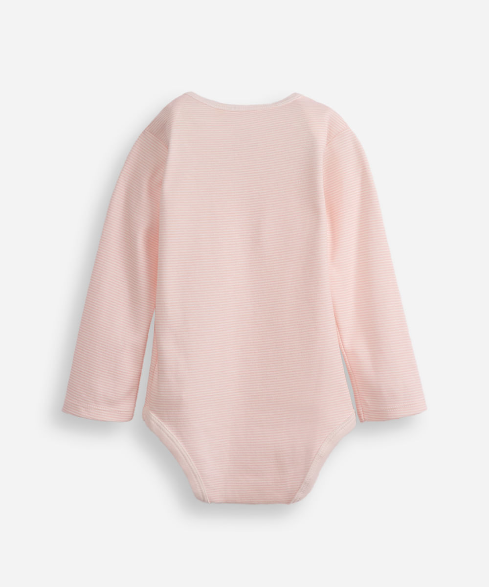 body infantil de algodão gatinhos listrado rosa