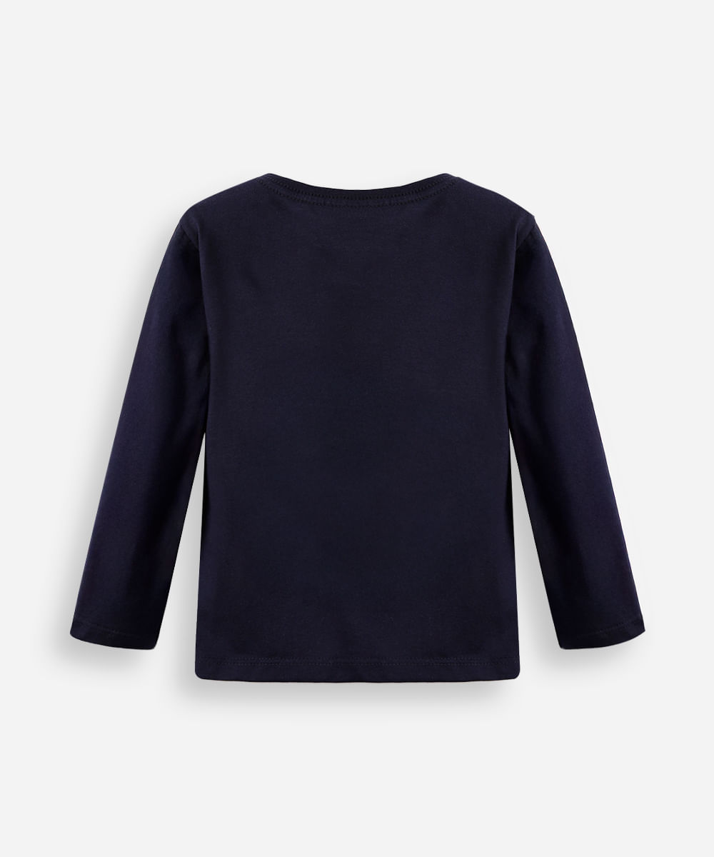 blusa de algodão infantil manga longa snoopy azul
