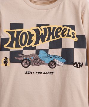 blusa de algodão infantil manga longa hot wheels bege