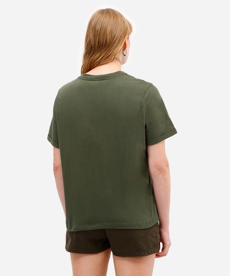 camiseta básica feminina de algodão manga curta verde