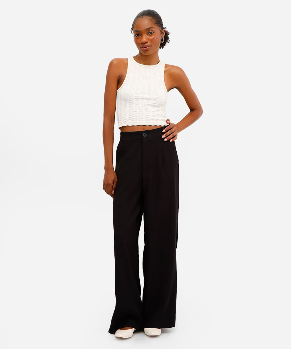 regata feminina de poliamida texturizada off white