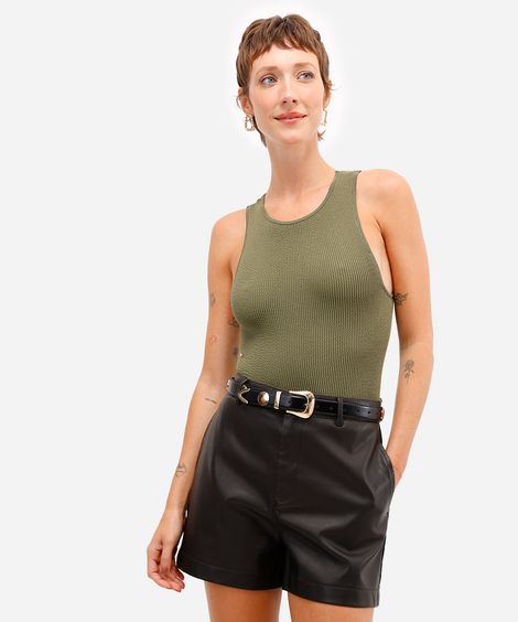 body cavado feminino de poliamida texturizado verde
