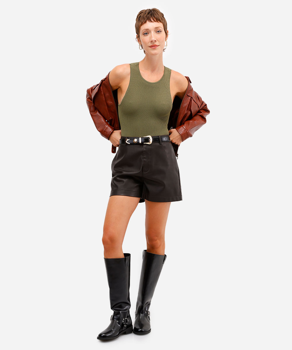 body cavado feminino de poliamida texturizado verde